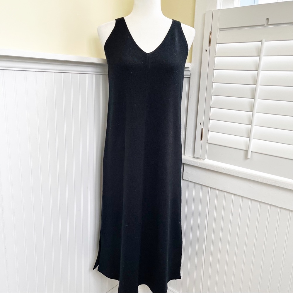 Marnie West Vintage Black Sleeveless Wool Blend Midi Dress Size Small